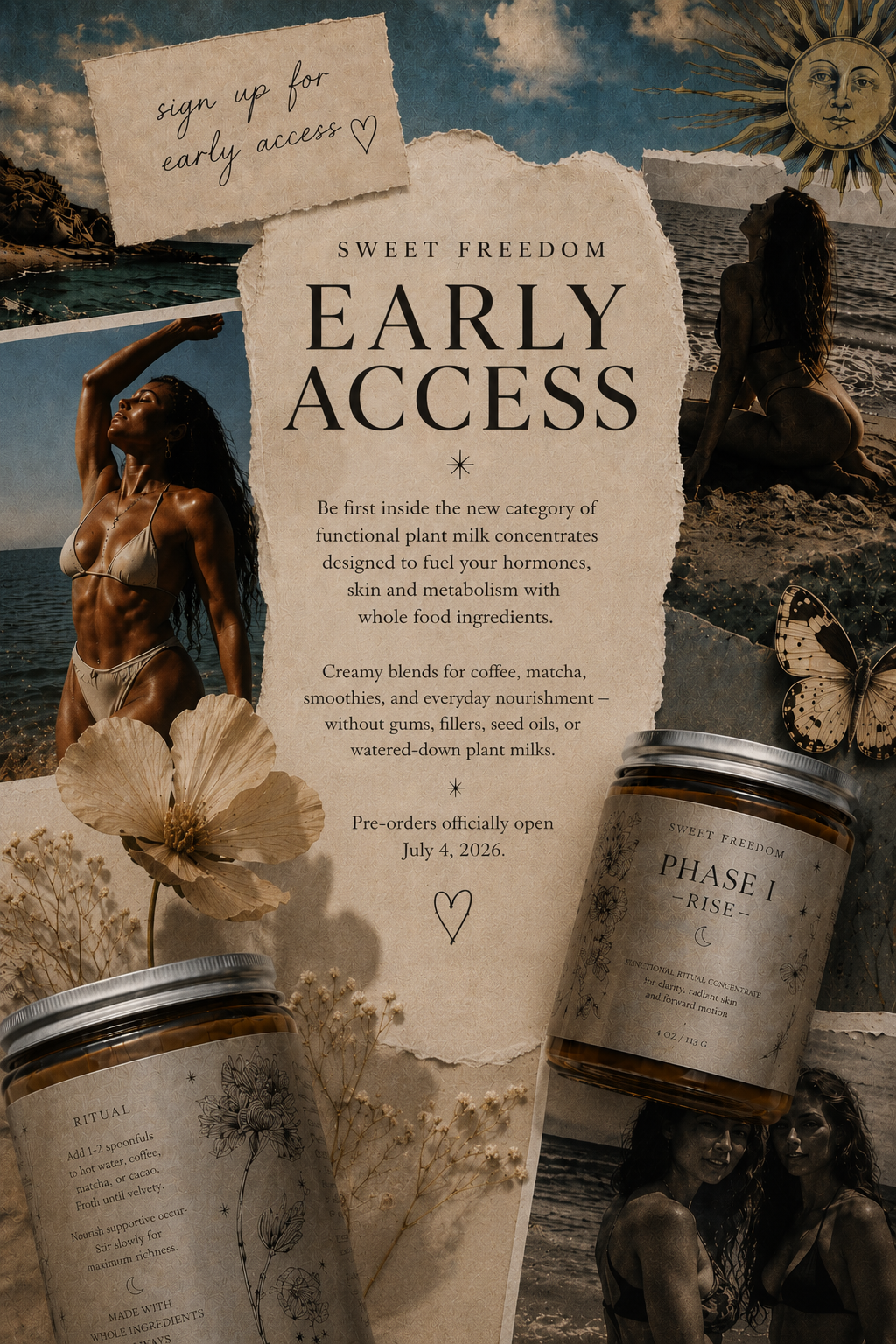 Dairy-free coffee creamer sachets, Sweet Freedom seed cycling plant milk concentrate for daily nourishment